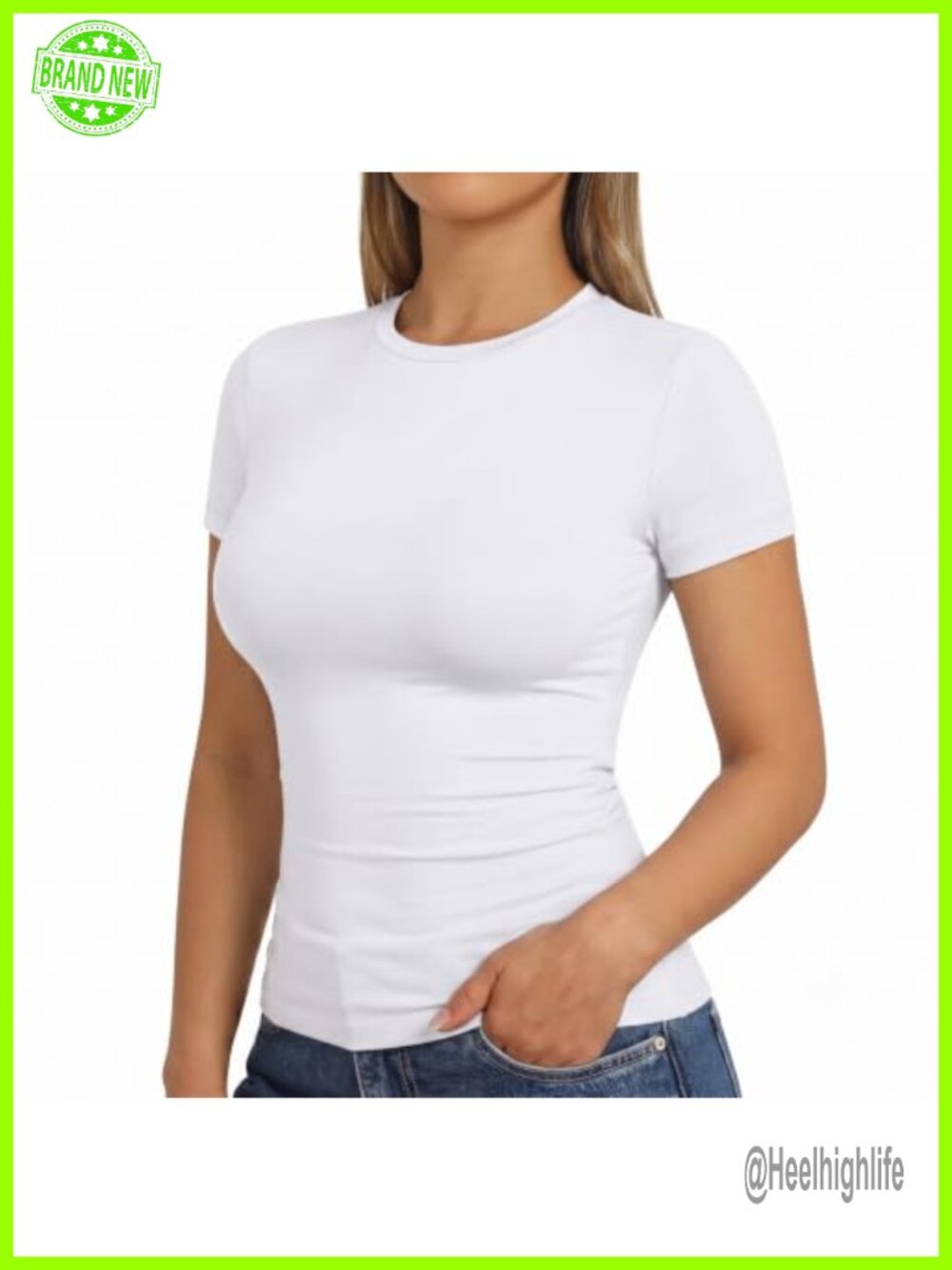 Women's Cotton Spandex Crop Top Slim Fit Short Sleeve Y2K Basic Tee
